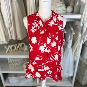 Simply Vera Vera Wang sz. medium red and white sleeveless blouse, layering #3741
